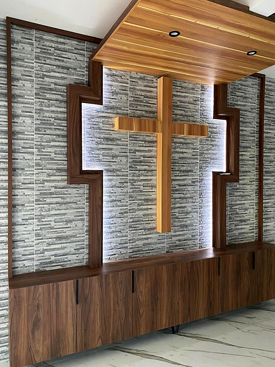Muro decorativo Nogal Piedra Lumina con LED